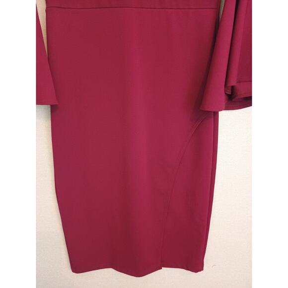 BLVD Dress Womens Small Red Burgundy Bell Sleeves Retro Mermaidcore Party Sheath - Picture 6 of 10